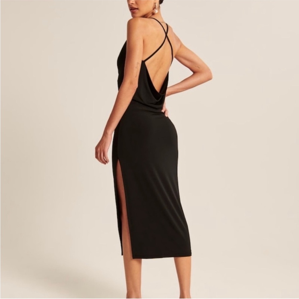 Abercrombie & Fitch Black Strappy Back Midi Dress